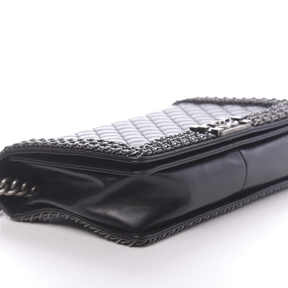 Chanel Glazed Calfskin Quilted New Medium Boy Chained Flap Black 8 of 10