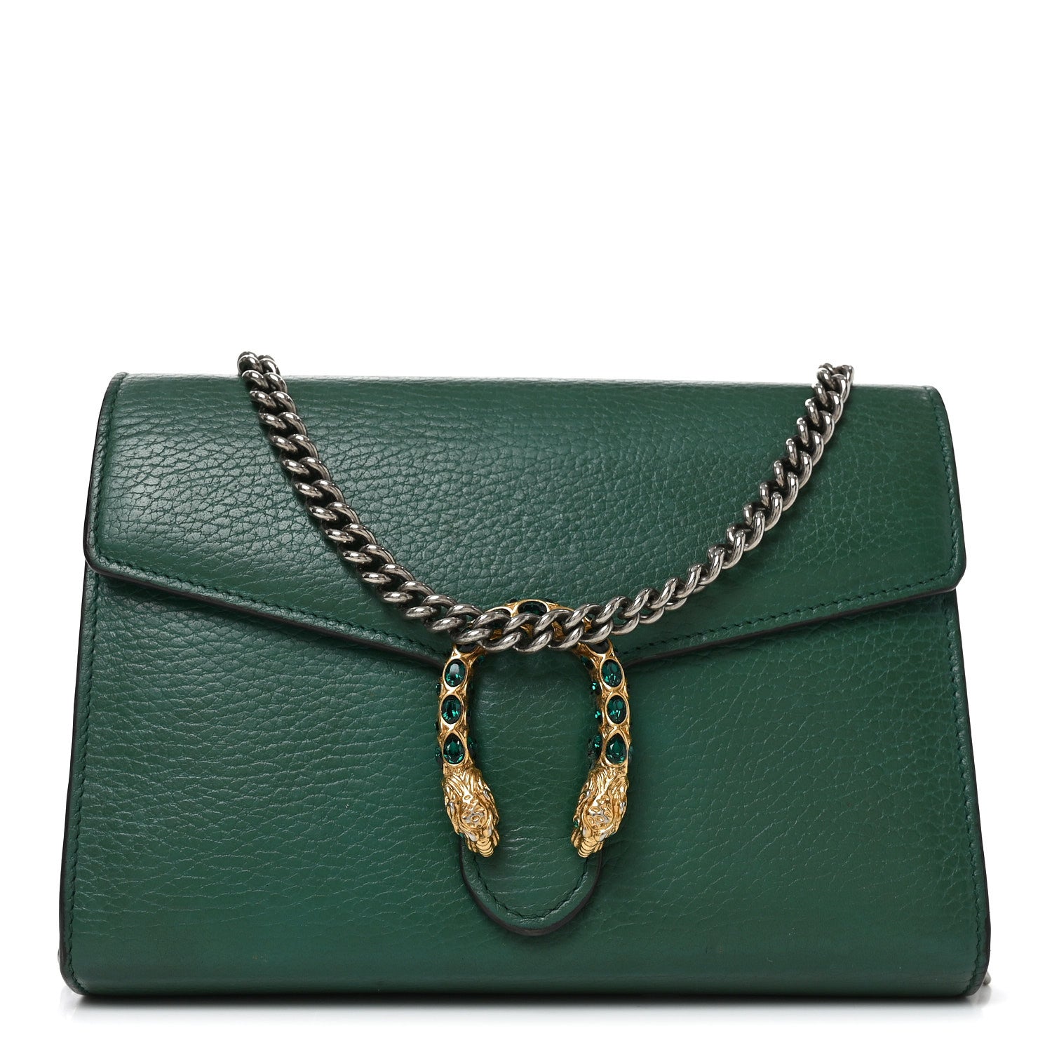 Gucci Calfskin Mini Dionysus Chain Wallet Emerald 1 of 10