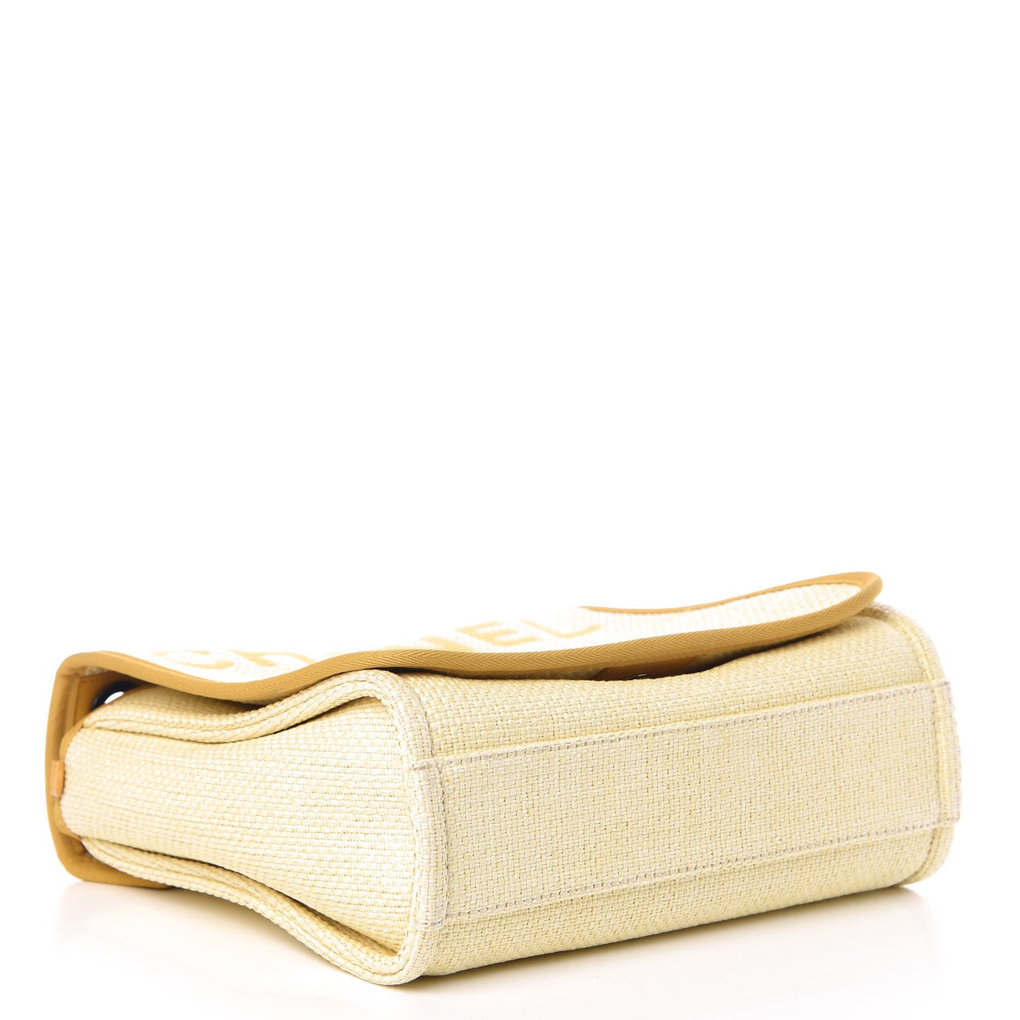 Woven Straw Raffia Small Deauville Messenger Yellow