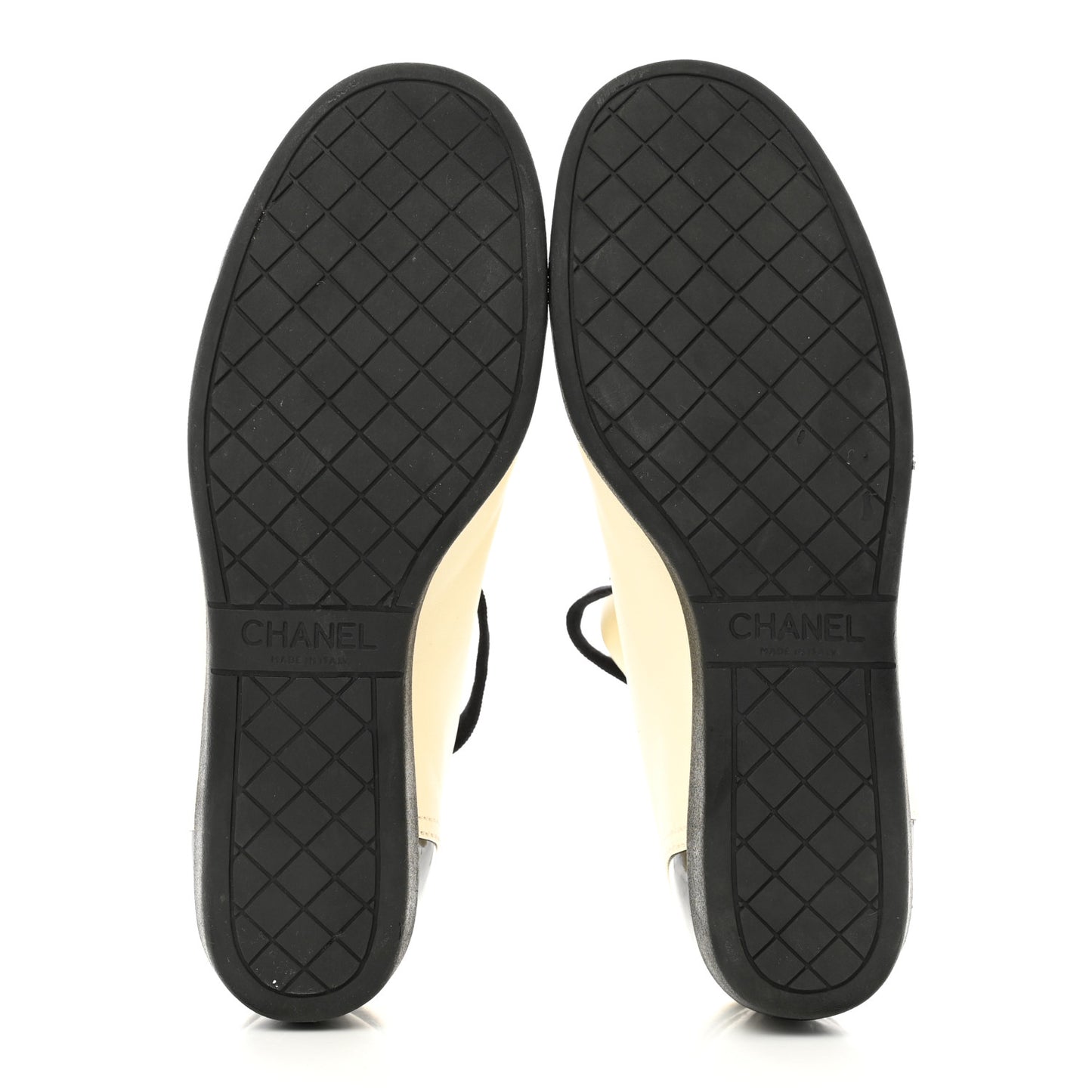 Lambskin Patent Calfskin CC Sneakers 38.5 White Black