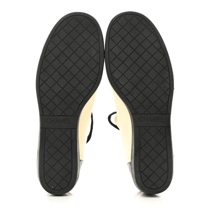 Chanel Lambskin Patent Calfskin CC Sneakers 38.5 White Black 5 of 9