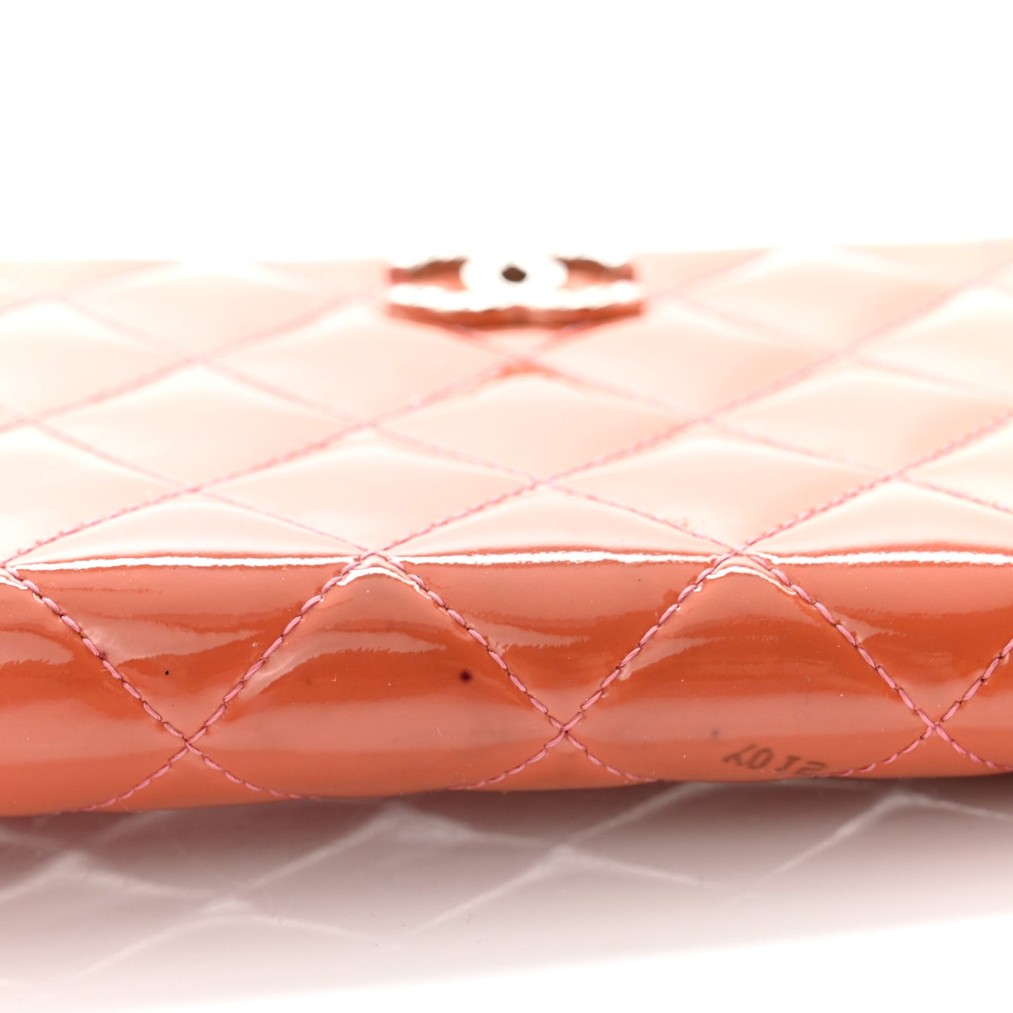 Patent Quilted Brilliant Zip Around Wallet Coral