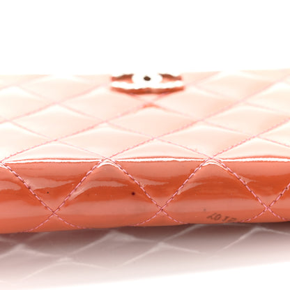 Chanel Patent Quilted Brilliant Zip Around Wallet Coral 12 of 13