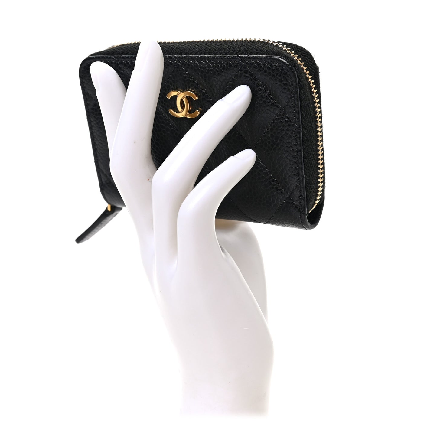 Caviar Quilted Zip Coin Purse Black