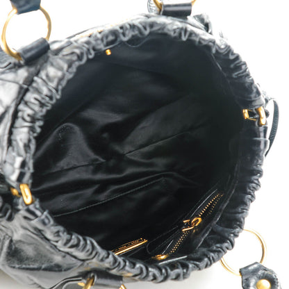 Miu Miu Vitello Lux Gathered Tote Nero Black 5 of 8