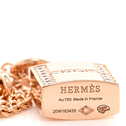 Hermes 18K Rose Gold Diamond Amulettes Cadenas Pendant Necklace 4 of 5