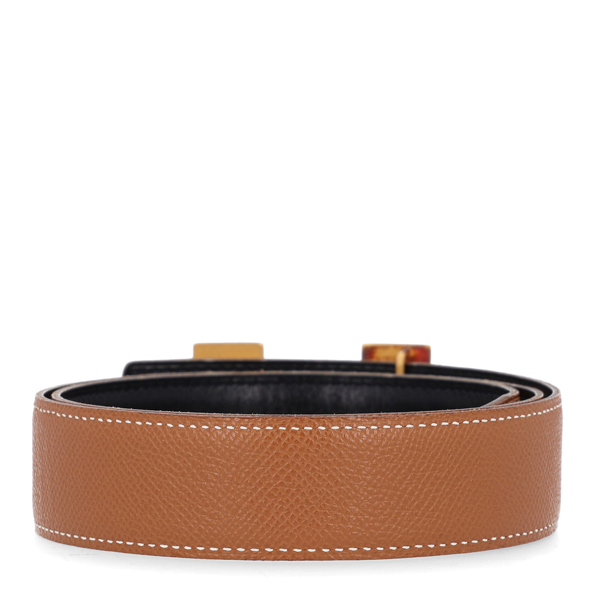Hermes Box Courchevel 24mm Constance H Belt 80 32 Black Gold 2 of 5