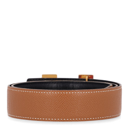 Hermes Box Courchevel 24mm Constance H Belt 80 32 Black Gold 2 of 5