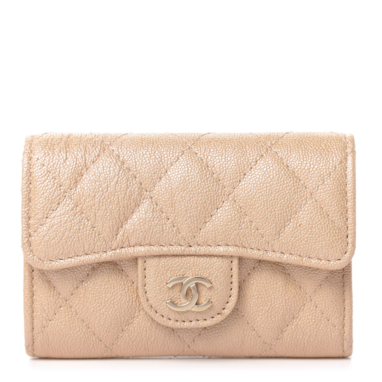 Chanel Iridescent Caviar Quilted Flap Card Holder Beige 1 of 9