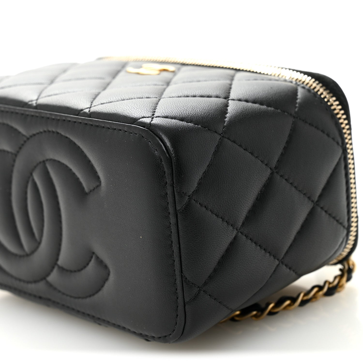 Chanel Lambskin Quilted Metal Small Top Handle Vanity Case With Chain Black 9 of 9