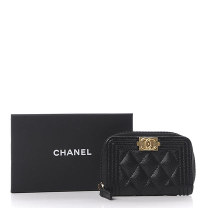 Chanel Caviar Quilted Boy Zip Around Coin Purse Wallet Black 10 of 10