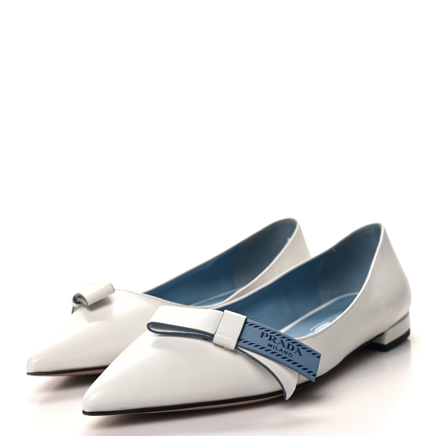 Calfskin Logo Bow Ballerina Flats 36 White