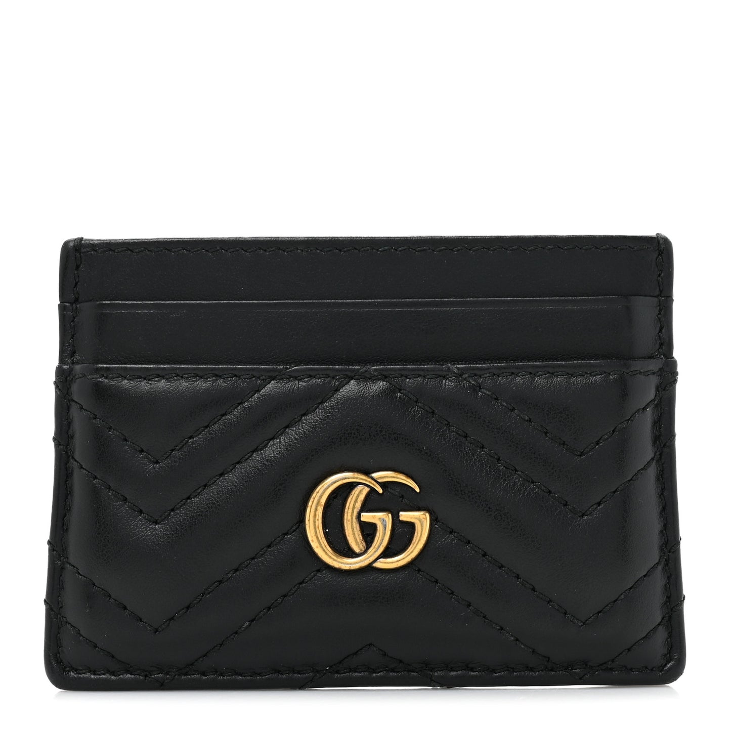Calfskin Matelasse GG Marmont Card Holder Black