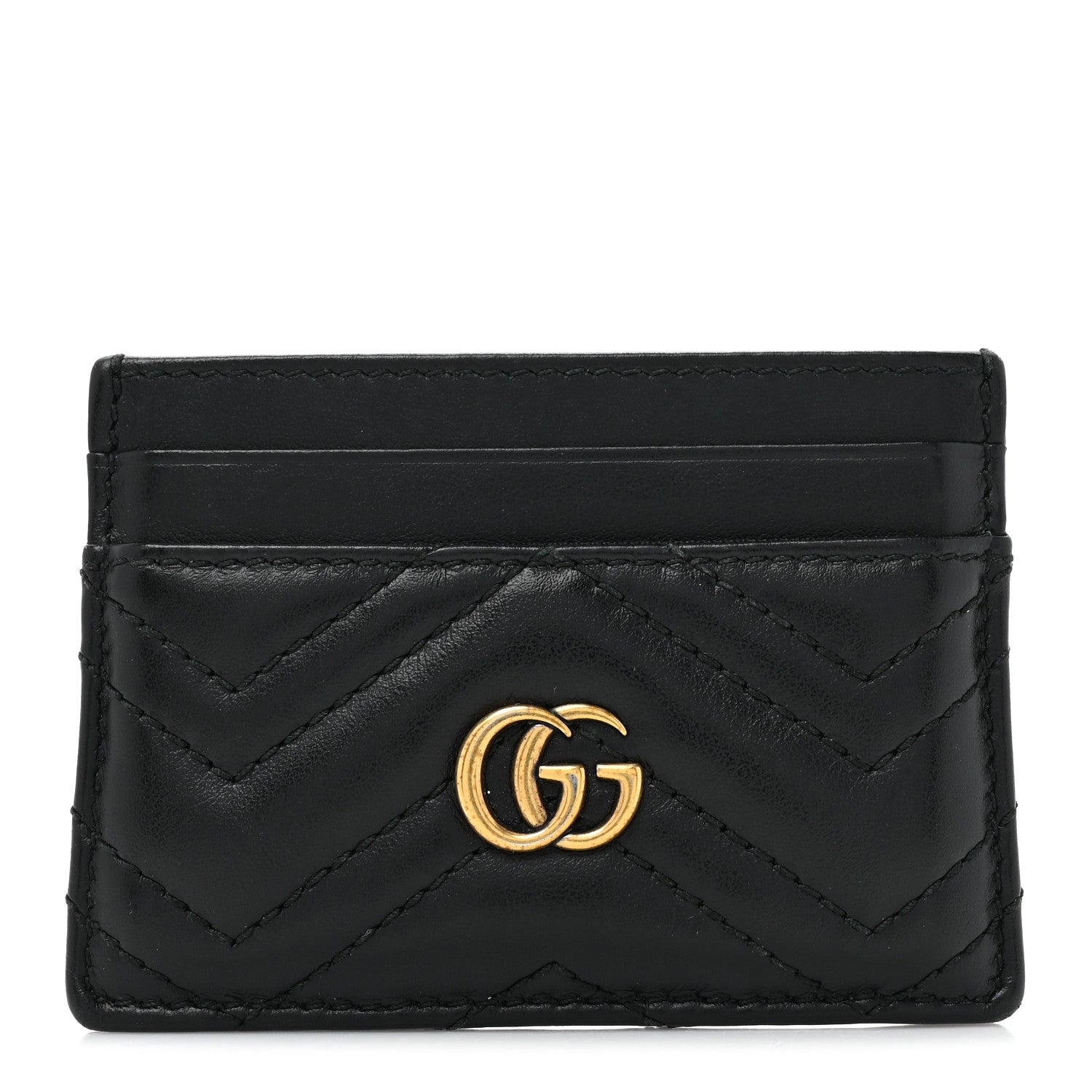 Gucci Calfskin Matelasse GG Marmont Card Holder Black 1 of 10