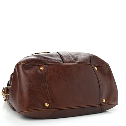 Prada Cervo Deerskin Animalier Large Satchel Cacao 3 of 14