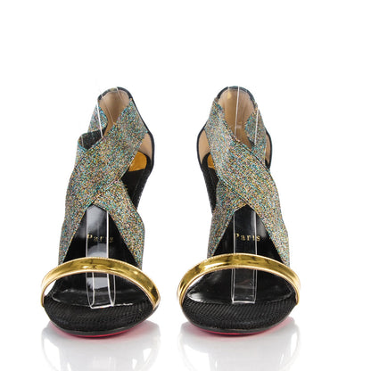 Christian Louboutin Specchio Calfskin Elastagram 100 Sandals 39 Black Multi 2 of 9