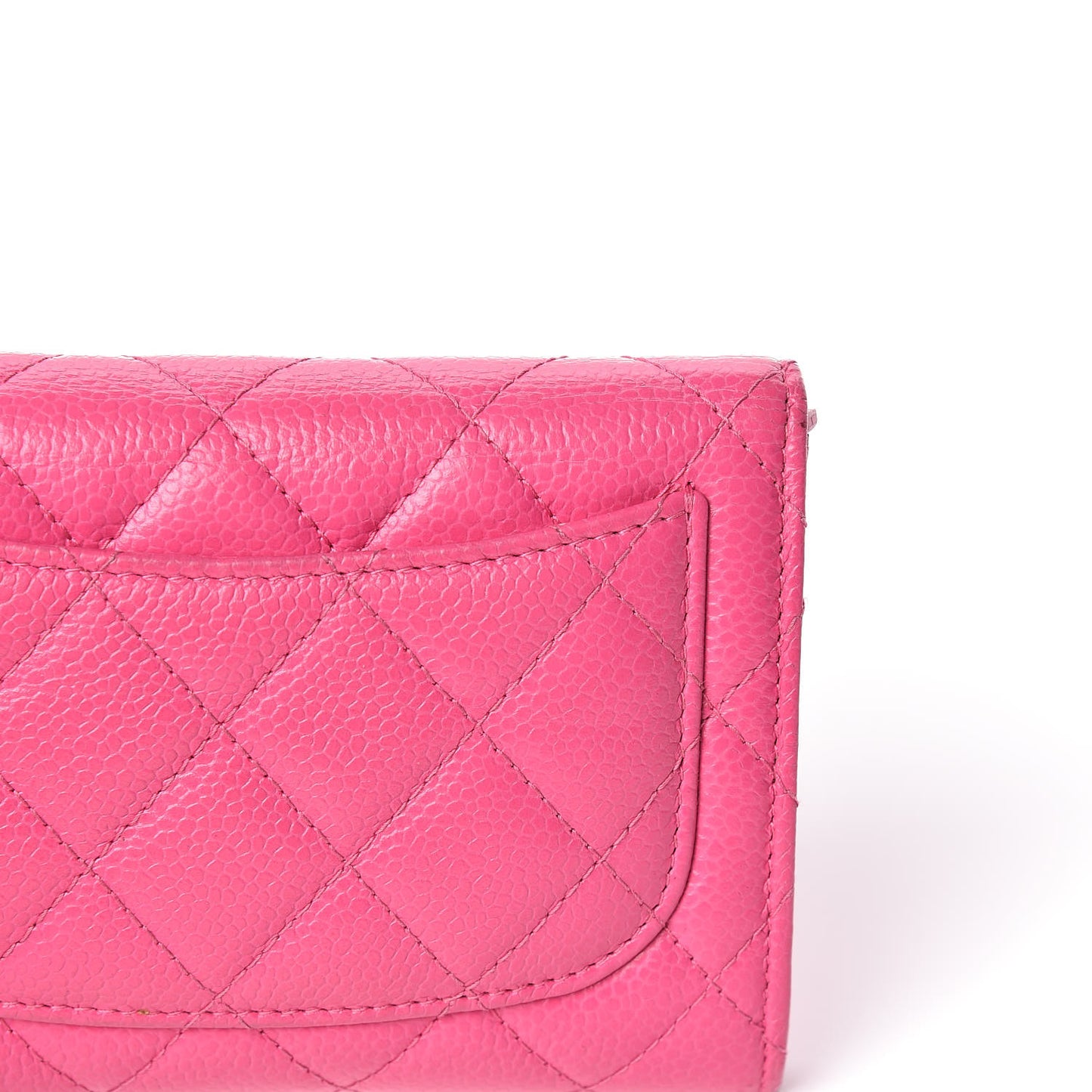Caviar Quilted Small Flap Wallet Pink
