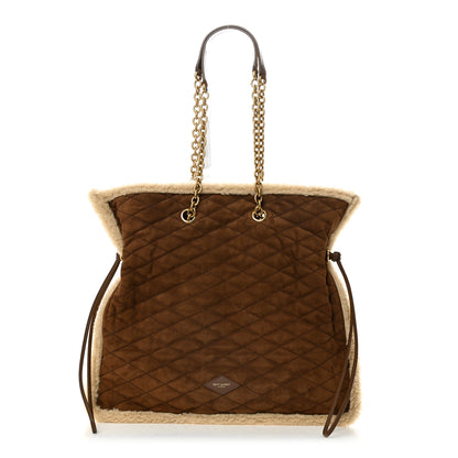 Saint Laurent Suede Shearling Quilted Le Pochon Natural Tan 1 of 12