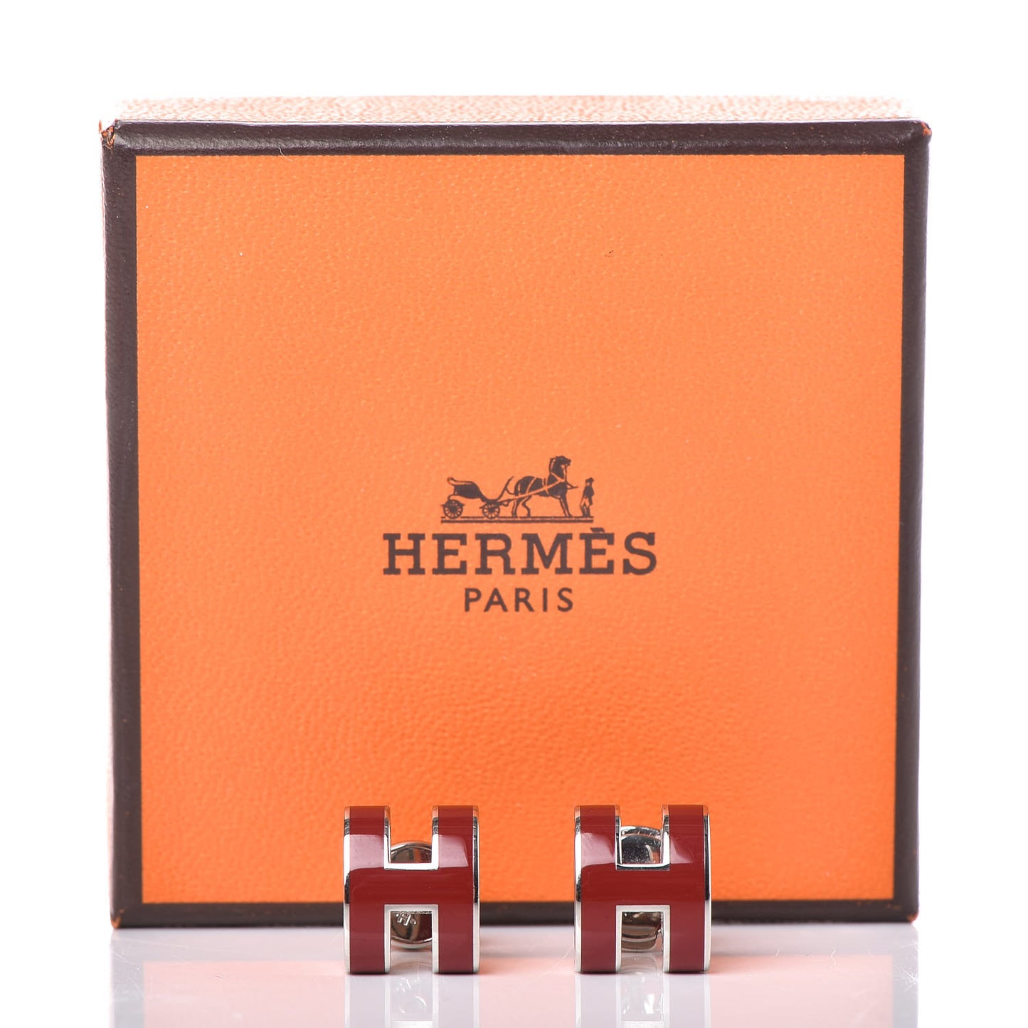 Palladium Lacquered Pop H Earrings Rouge H