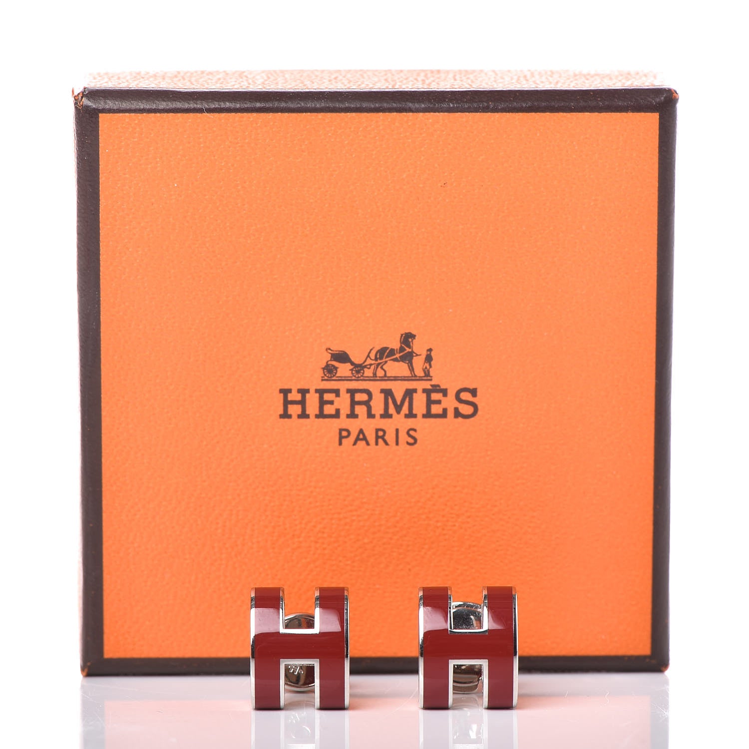 Hermes Palladium Lacquered Pop H Earrings Rouge H 5 of 5
