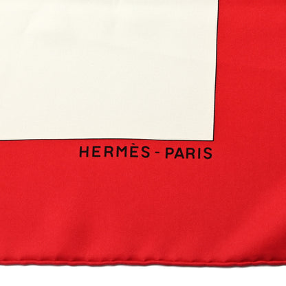 Hermes Silk Cuirs Du Desert II Shawl 140 Rouge White Black 3 of 11