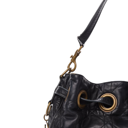Christian Dior Lambskin Cannage Drawstring Bag Black 17 of 17