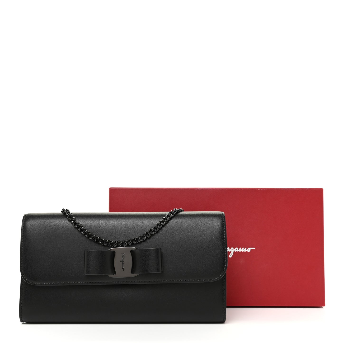 Calfskin Vara Rainbow Wallet On Chain Black