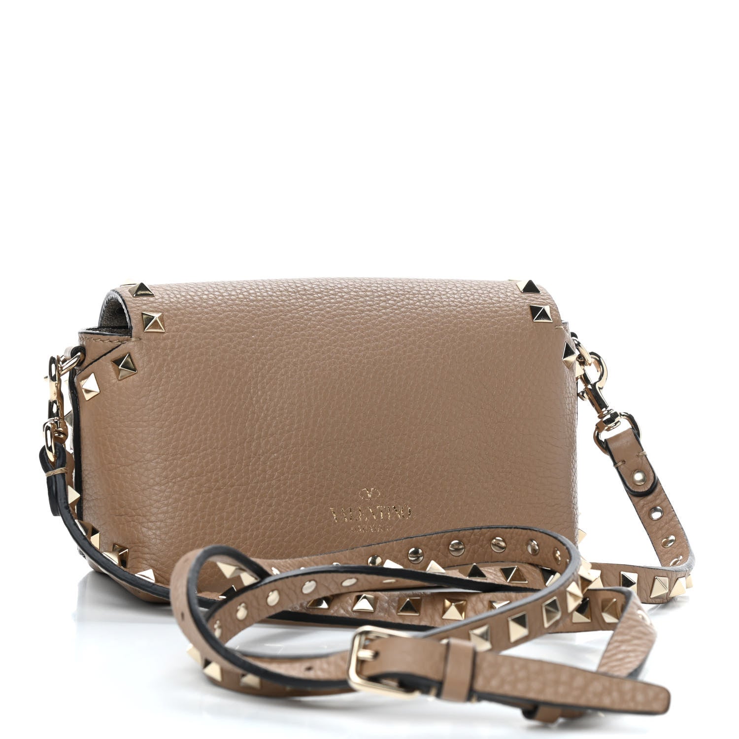 Valentino Garavani Pebbled Calfskin Mini Rockstud Crossbody Bag Deep Alpaca 3 of 8