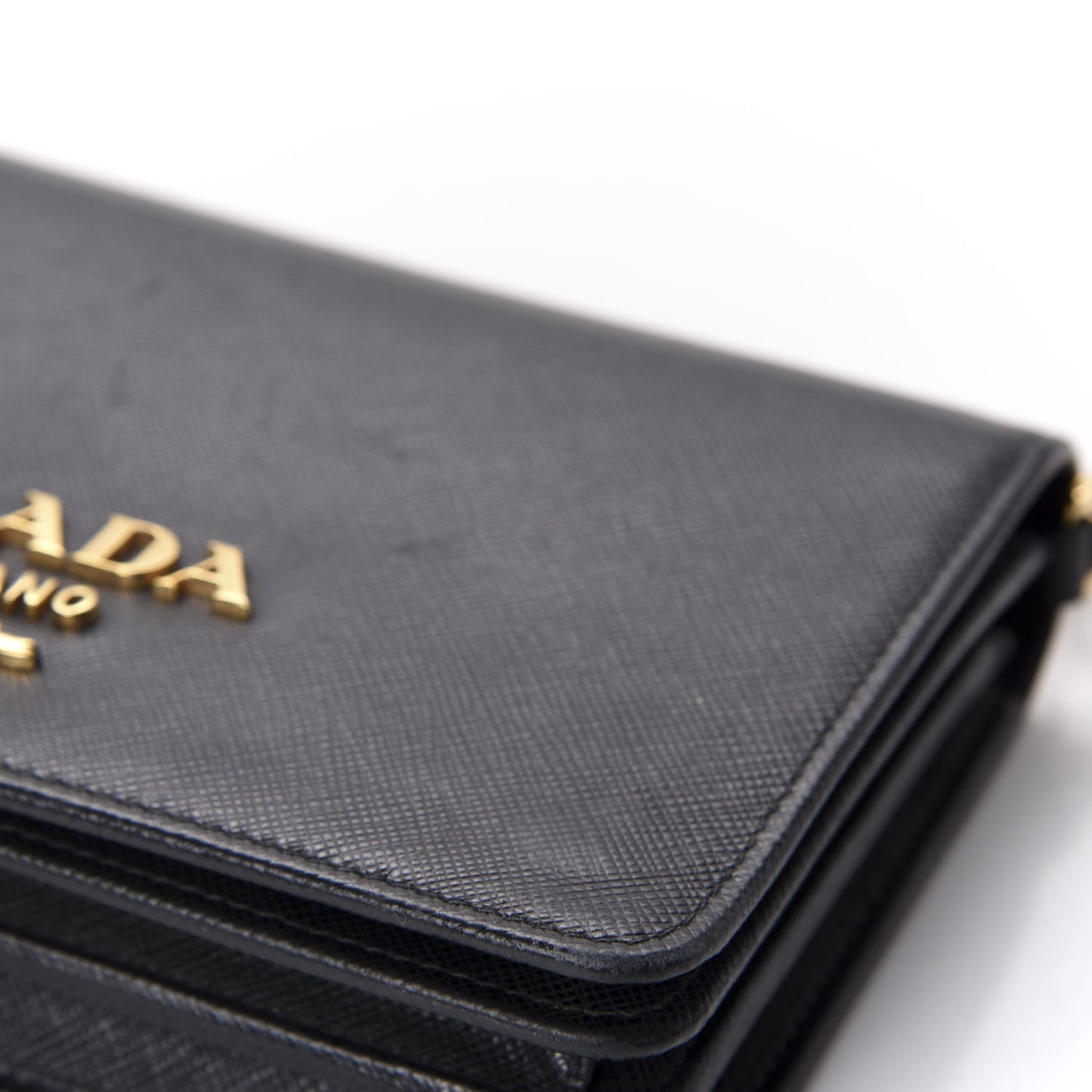 Saffiano Lux Chain Wallet Black