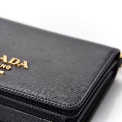 Prada Saffiano Lux Chain Wallet Black 14 of 15