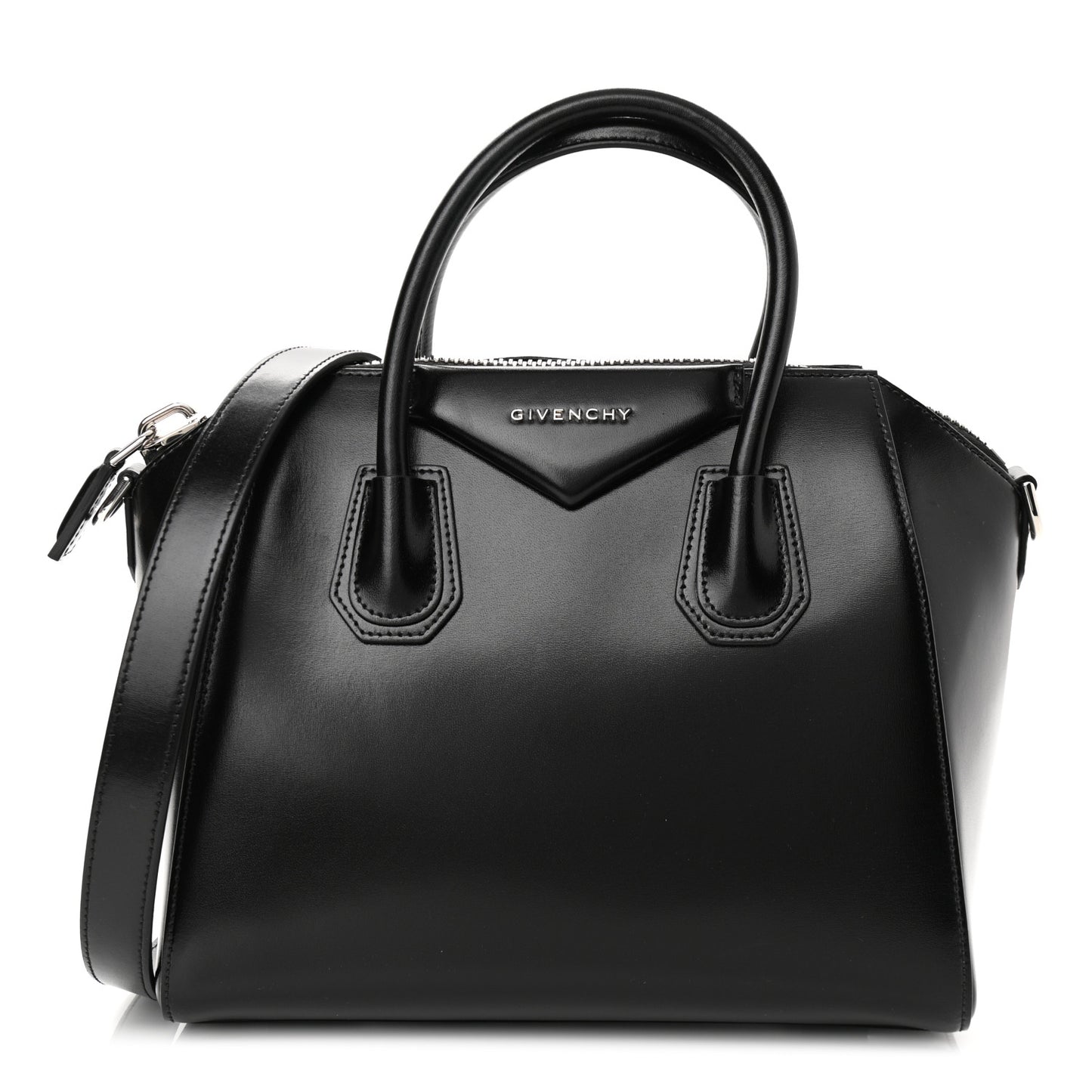 Shiny Lord Calfskin Small Antigona Black