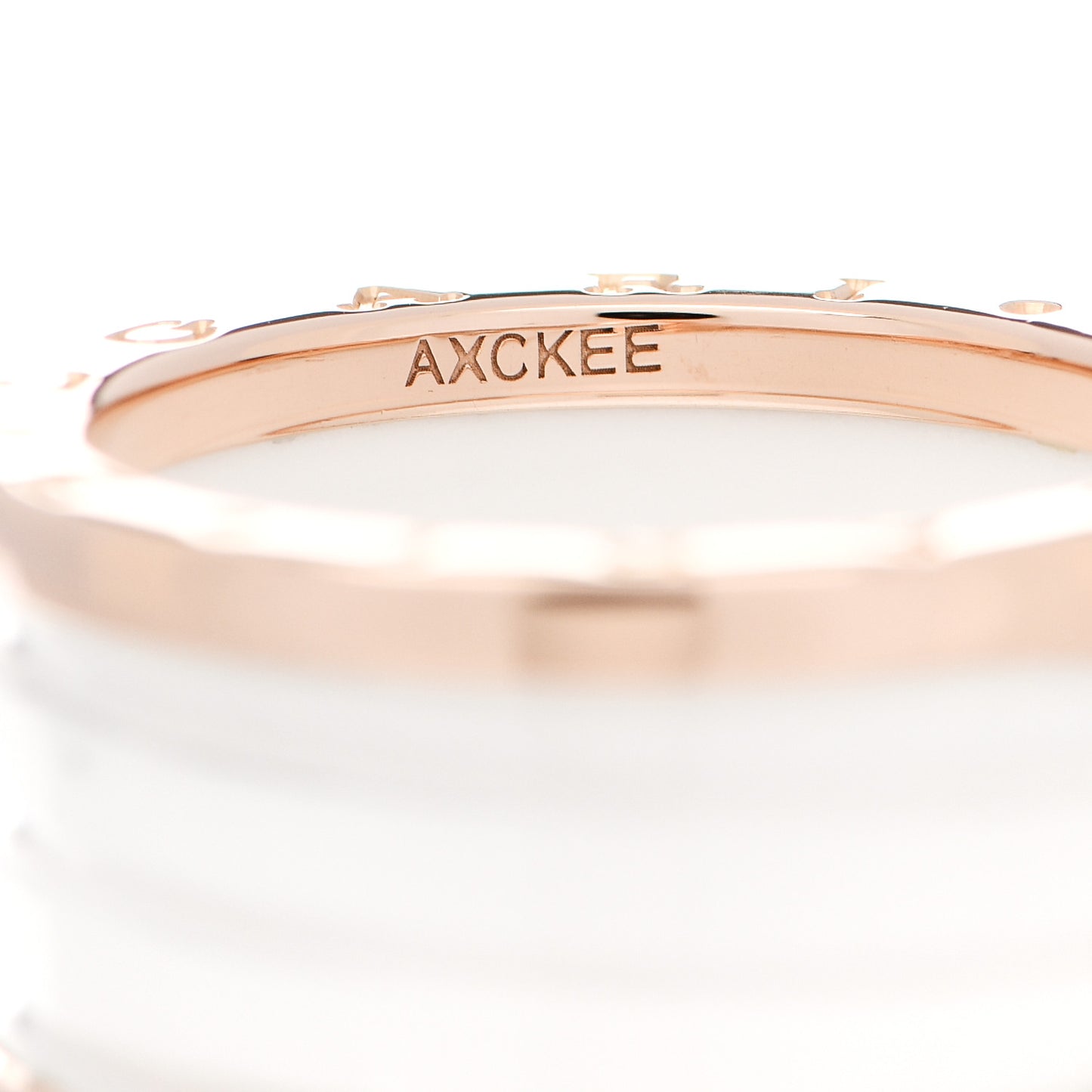 18K Rose Gold White Ceramic B.Zero1 Four-Band Ring 56 7.5