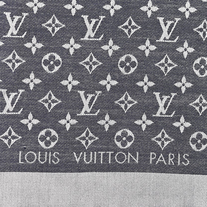 Louis Vuitton Wool Silk Monogram Denim Shawl Blue 3 of 4