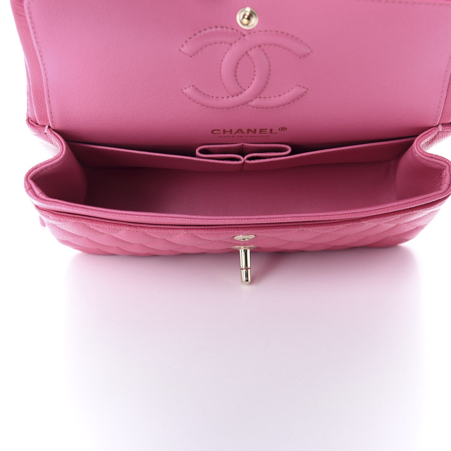 Caviar Quilted Small Double Flap Pink
