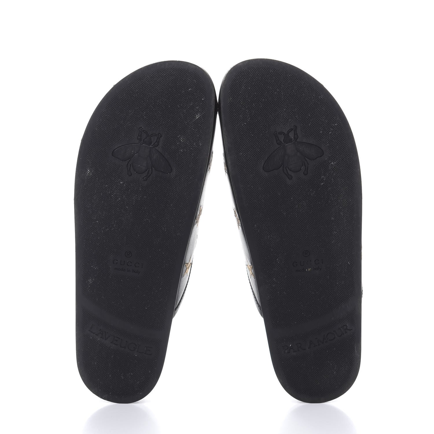 Gucci Calfskin Bee Star Embroidered Mens Horsebit River Slippers 8 Black 5 of 8