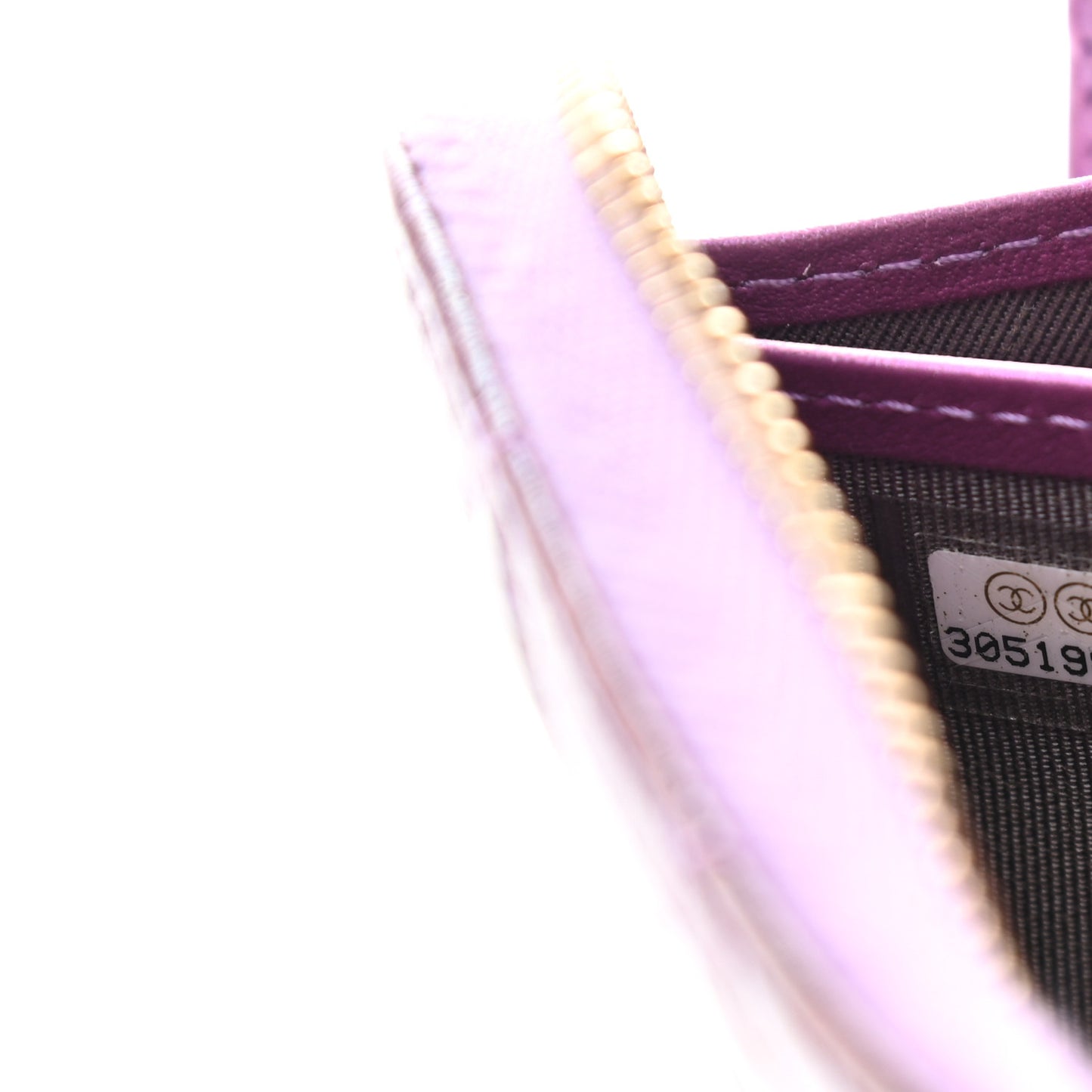 Iridescent Lambskin Quilted Large Gusset Zip Around Wallet Purple
