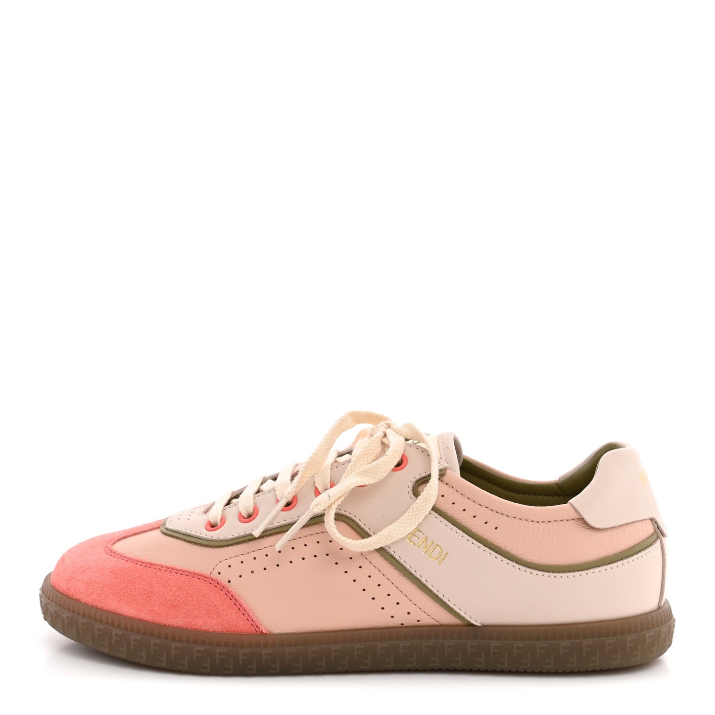 Crosta Mix Vitello Womens Fendi Flair Sneakers 37 Blush Baby Pink Linen
