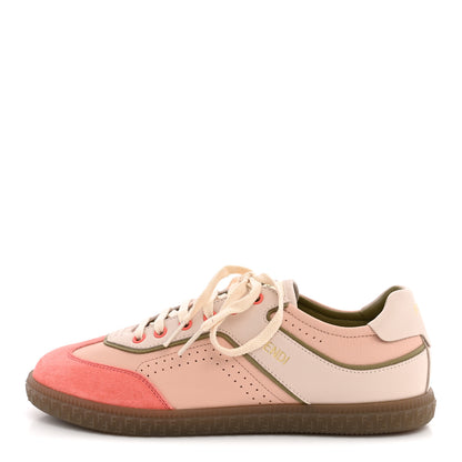 Fendi Crosta Mix Vitello Womens Fendi Flair Sneakers 37 Blush Baby Pink Linen 1 of 10