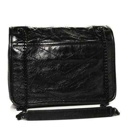 Saint Laurent Crinkled Calfskin Matelasse Monogram Baby Niki Chain Satchel Black 3 of 16