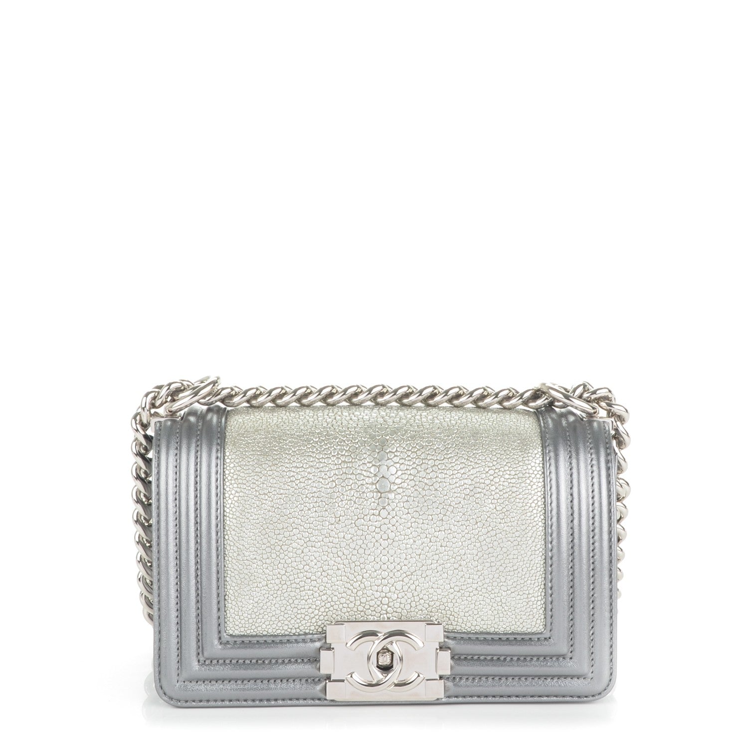 Chanel Galuchat Stingray Small Boy Flap Silver 1 of 7