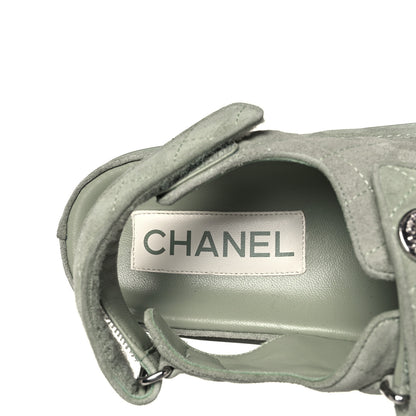 Chanel Suede Calfskin Velcro Dad Sandals 40.5 Light Green 7 of 8