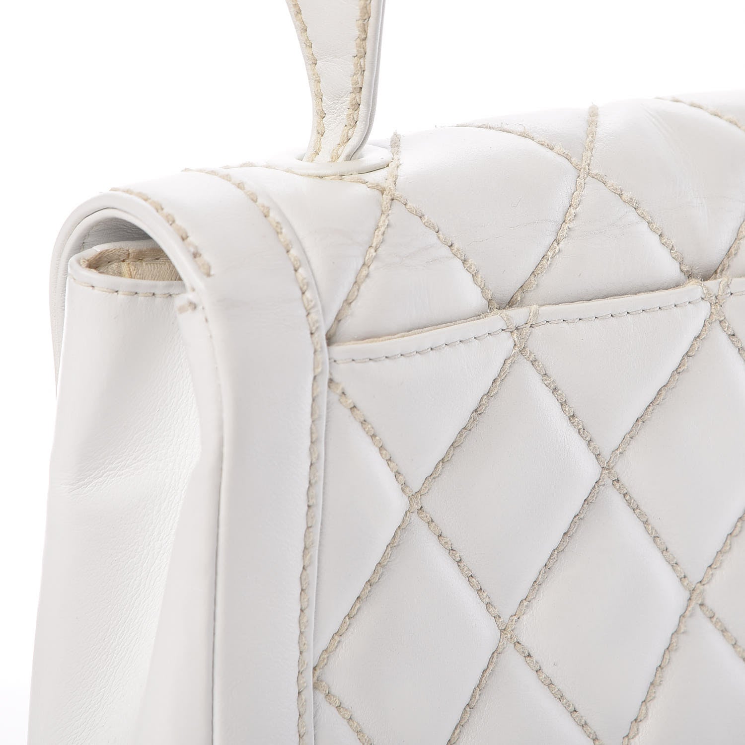 Chanel Calfskin Quilted Wild Stitch Flap White 10 of 13