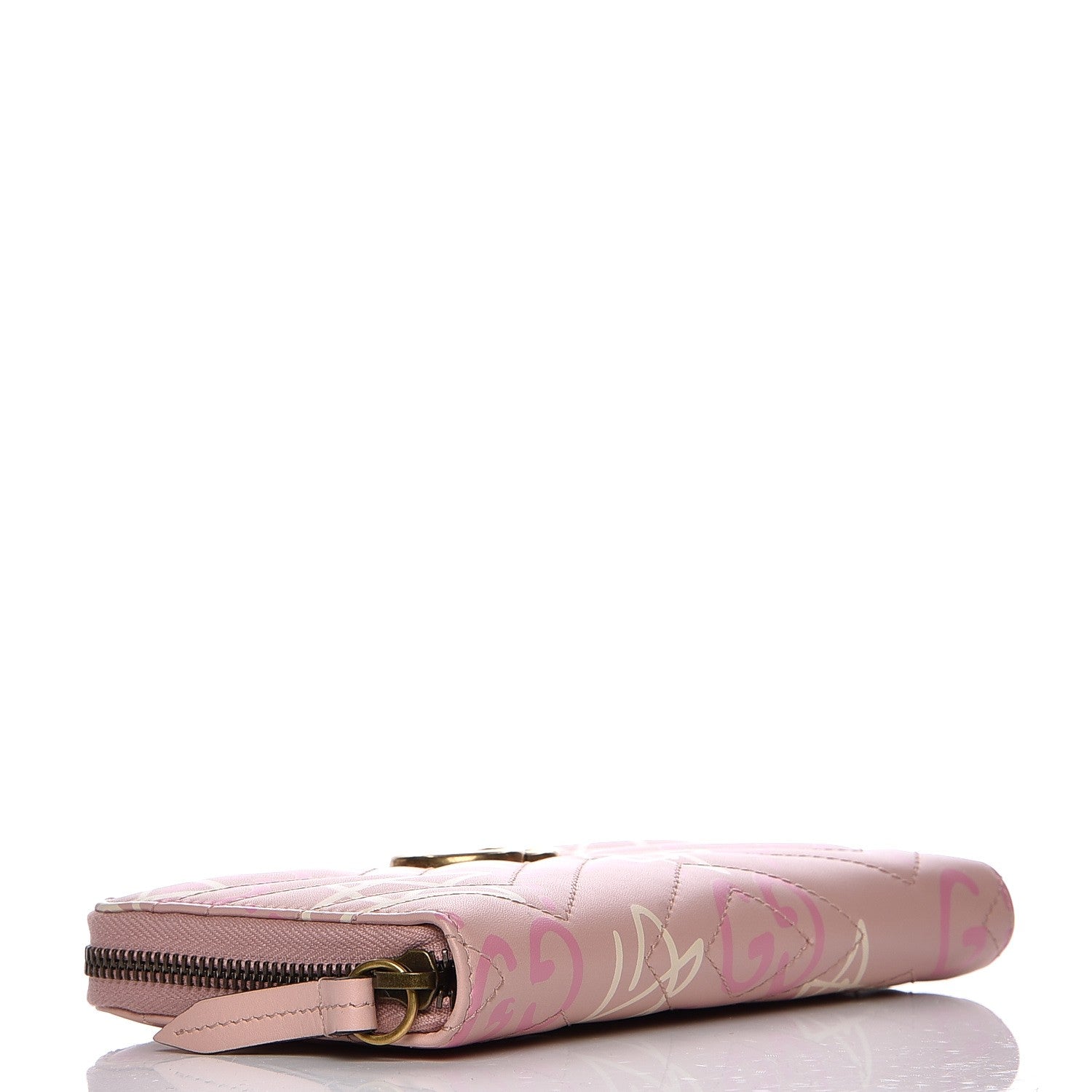 Gucci Calfskin Matelasse GucciGhost GG Marmont Zip Around Wallet Perfect Pink Rosa Ivory 4 of 8