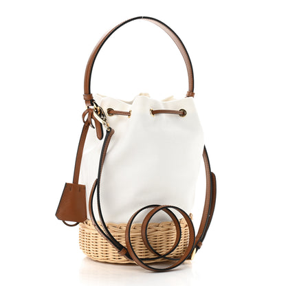Prada Wicker Canvas Bucket Bag Naturale 3 of 10