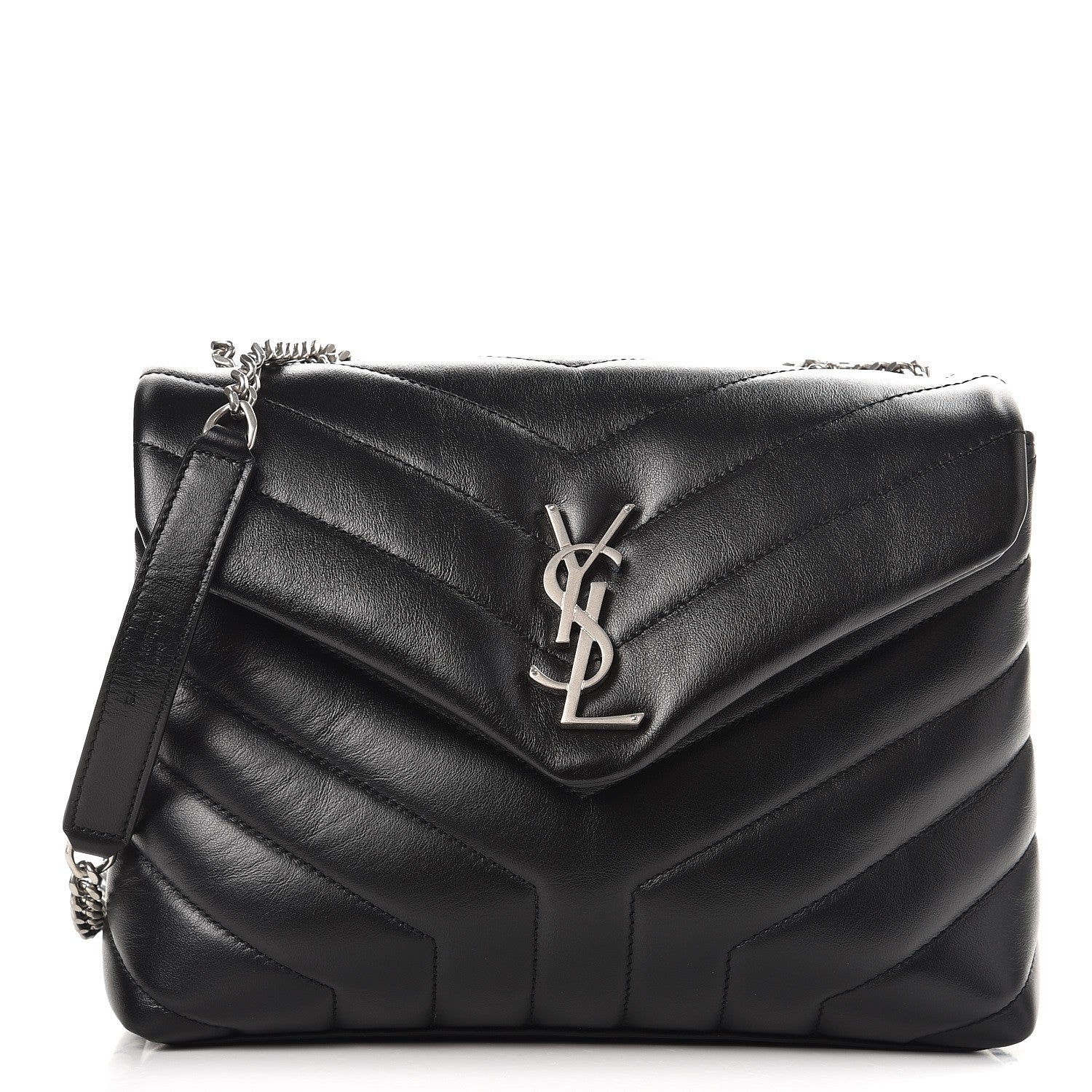 Saint Laurent Calfskin Y Quilted Monogram Small Loulou Chain Satchel Black 1 of 8