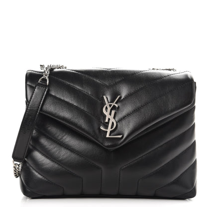 Saint Laurent Calfskin Y Quilted Monogram Small Loulou Chain Satchel Black 1 of 8