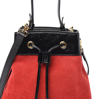 Gucci Suede Patent Web Small Ophidia Bucket Bag Hibiscus Red Black 9 of 9