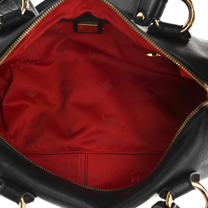 MCM Grained Calfskin Studded Heritage Barrel Bag Black 5 of 9