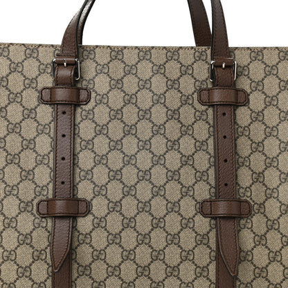 Gucci GG Supreme Monogram Textured Dollar Calfskin Medium Detail Tote Beige Ebony New Acero 7 of 10