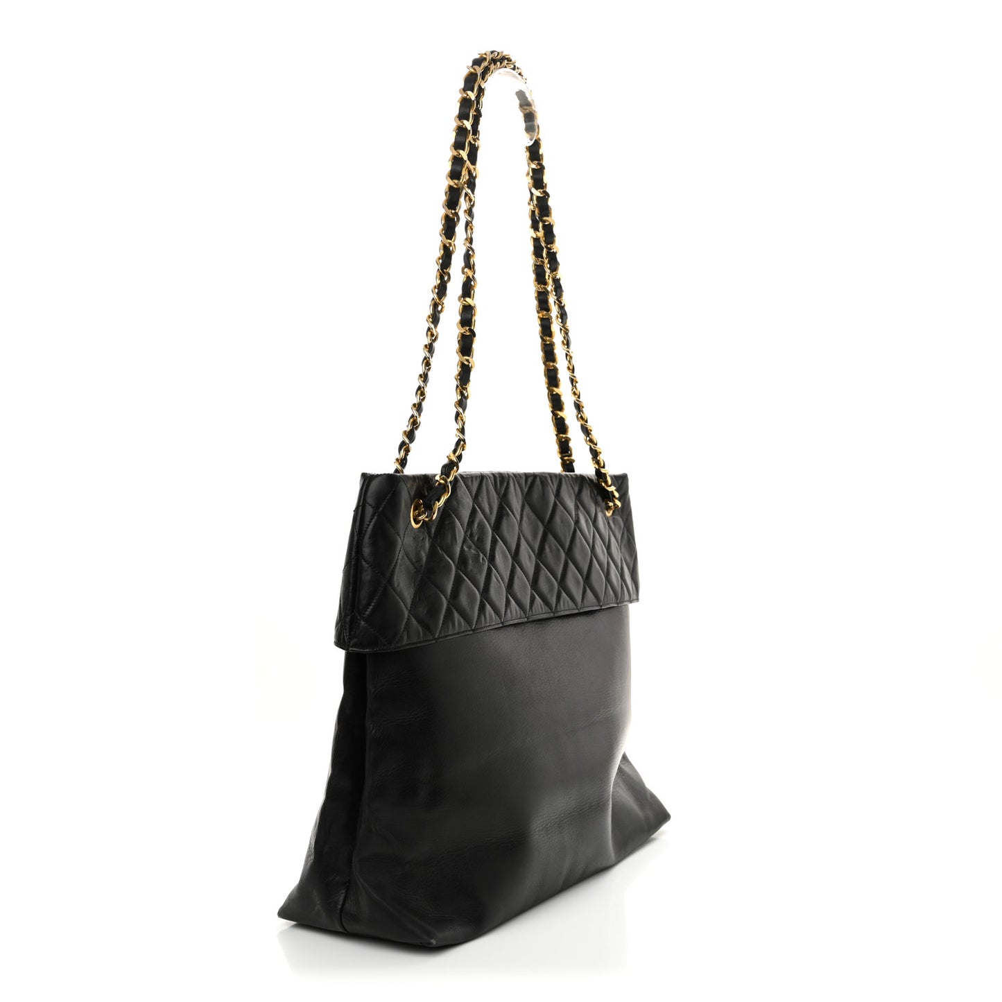 Lambskin Quilted Shopping Tote Black